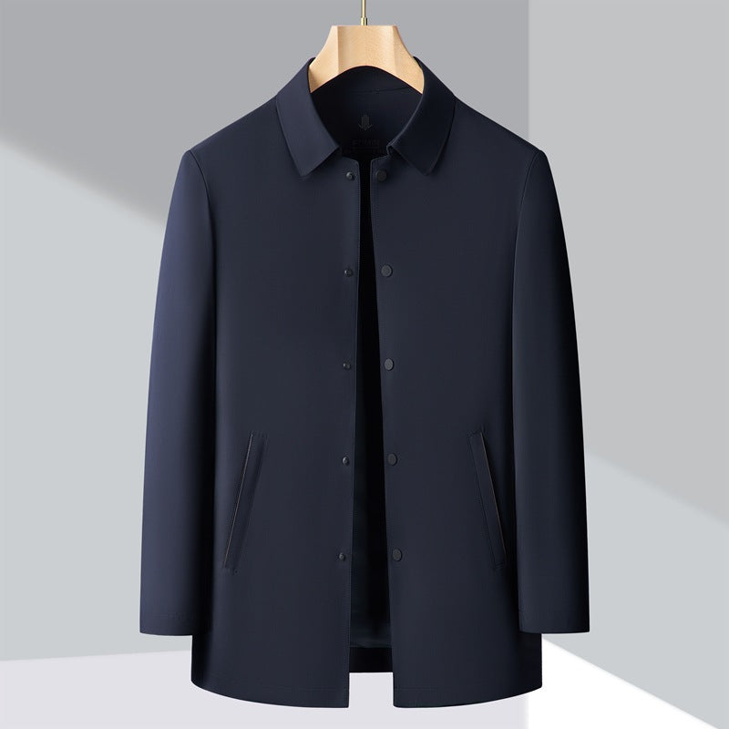 Men's Stylish Overcoat with Water-Repellent Coating and Practical Pockets Lisslune