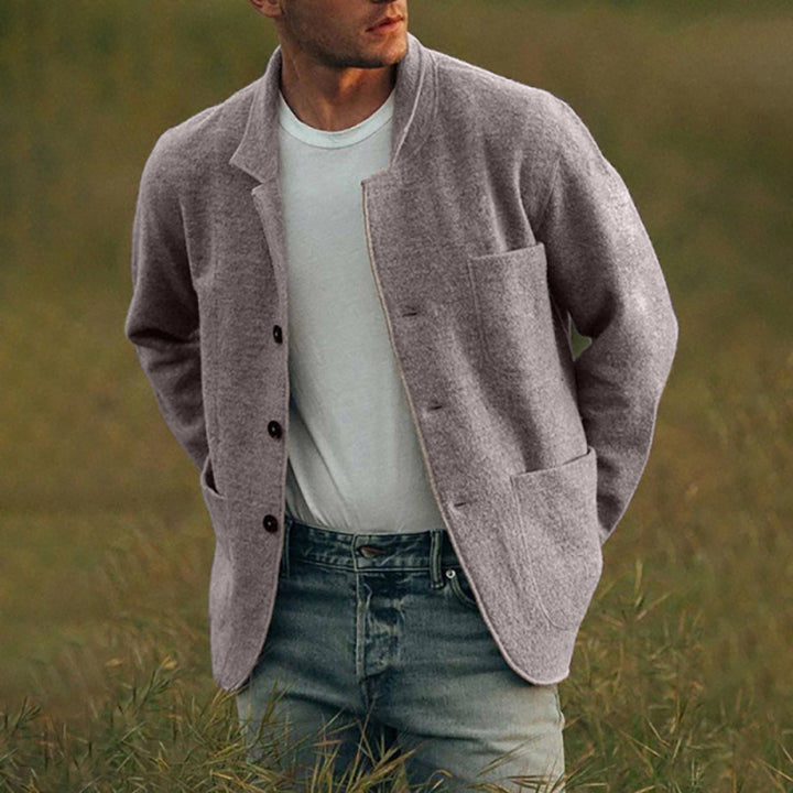 Men's Casual Linen Blazer with Patch Pockets Lisslune