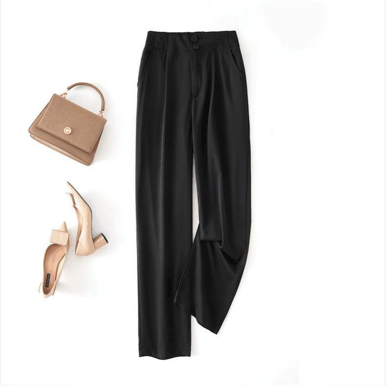 Women Elegant Chino Pants with High Waist and Side Pockets Lisslune