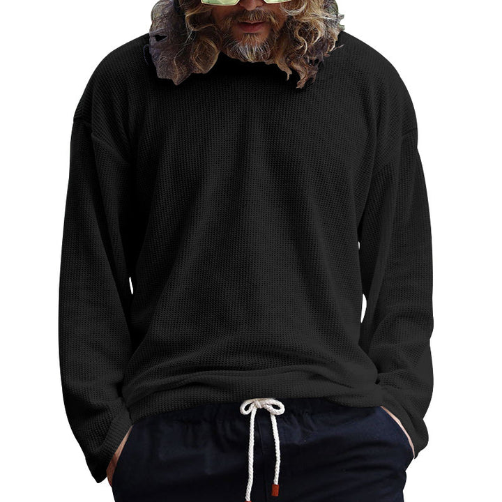 Men's casual long-sleeved T-shirt with textured surface and modern round neck Lisslune