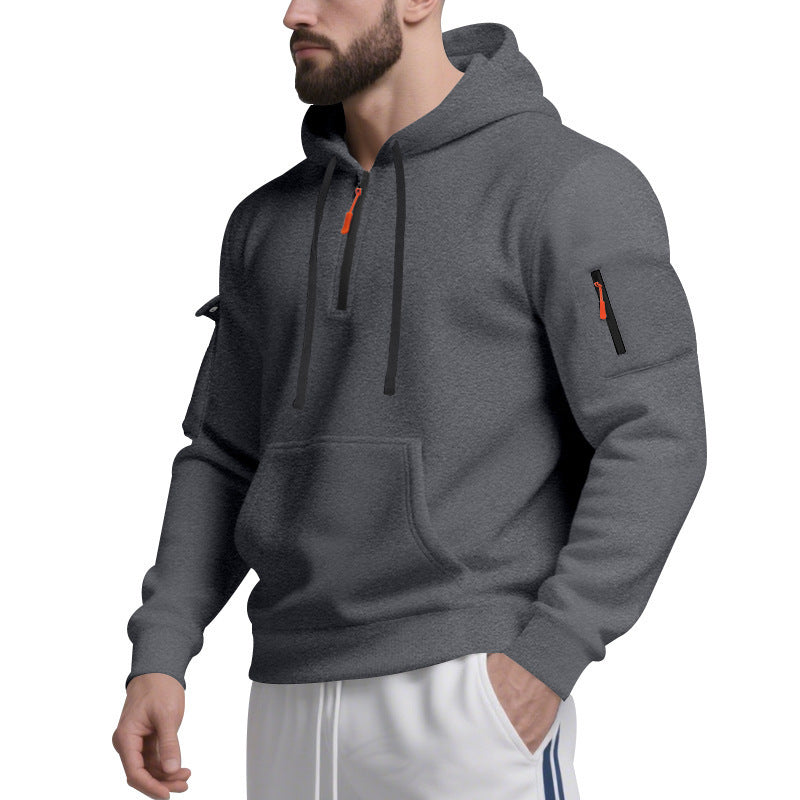 Men's sports hoodie with practical zipper and side pockets Lisslune