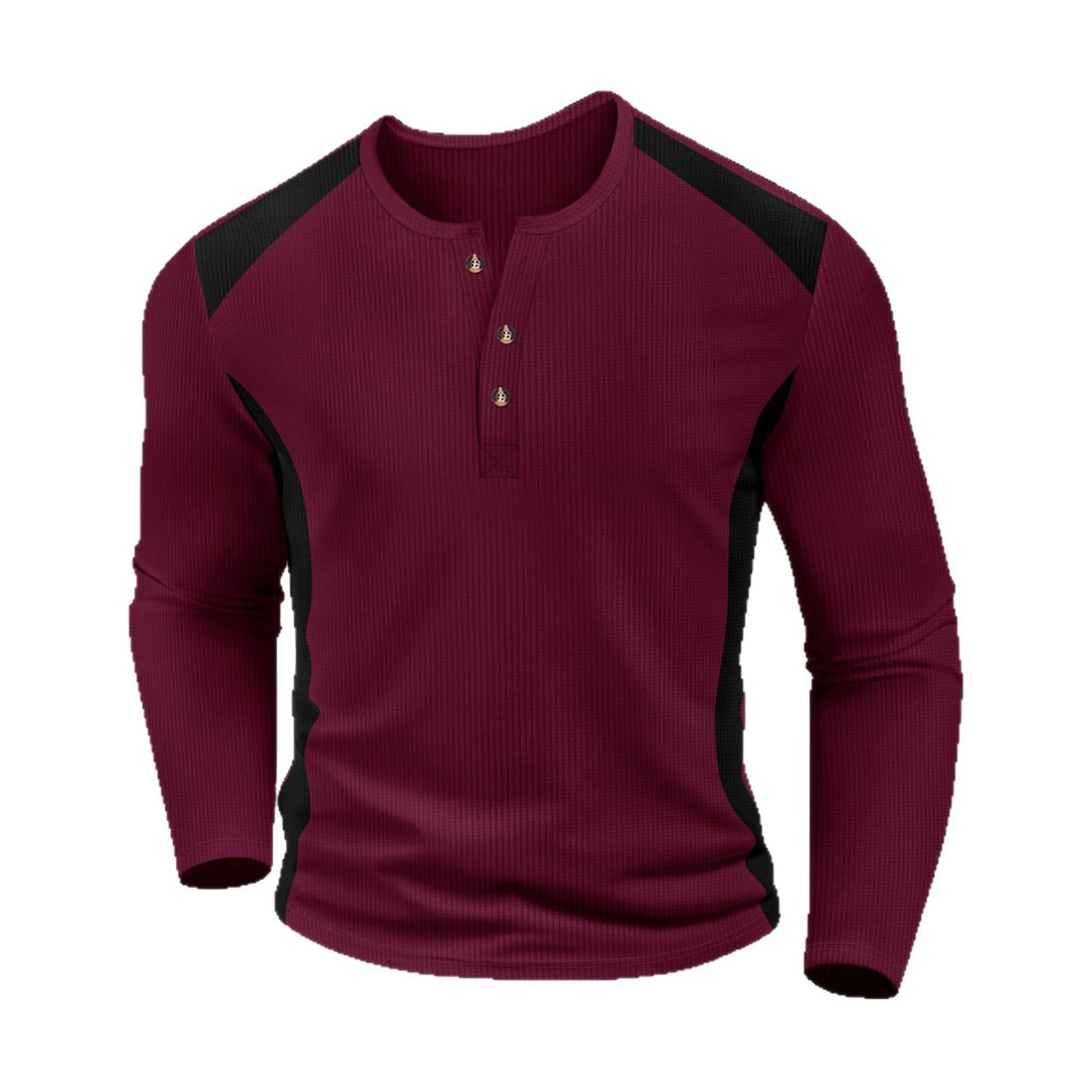 Men's Long Sleeve Shirt with Textured Surface and Button Placket Lisslune