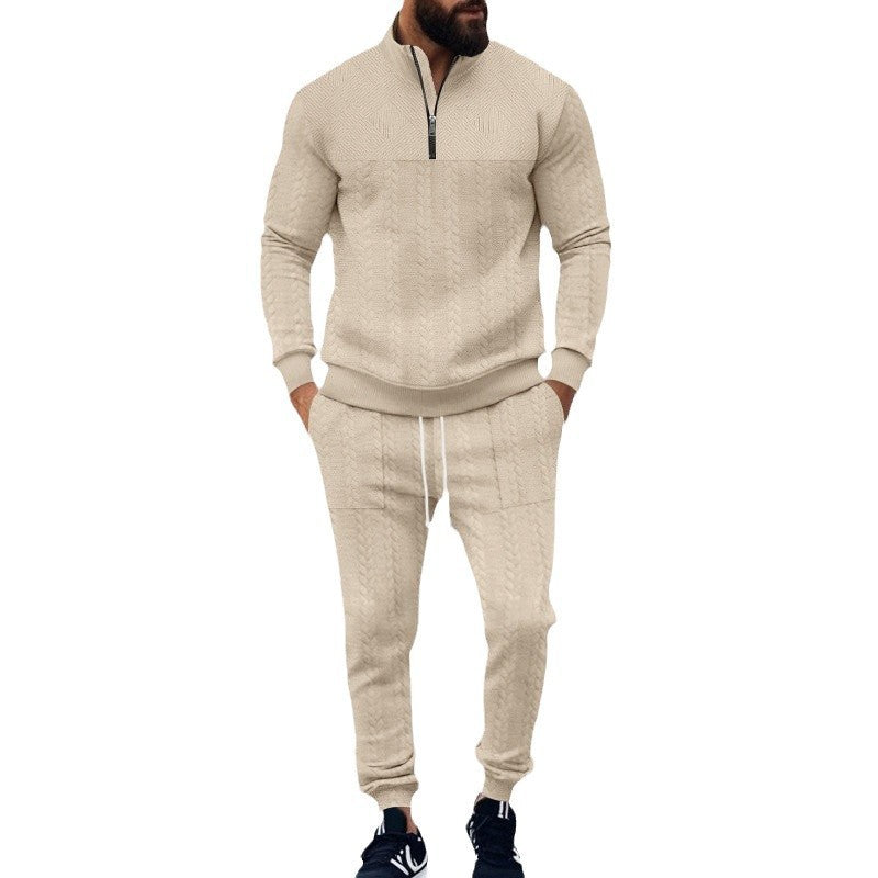 Men's sporty leisure set made of breathable material with textured design Lisslune