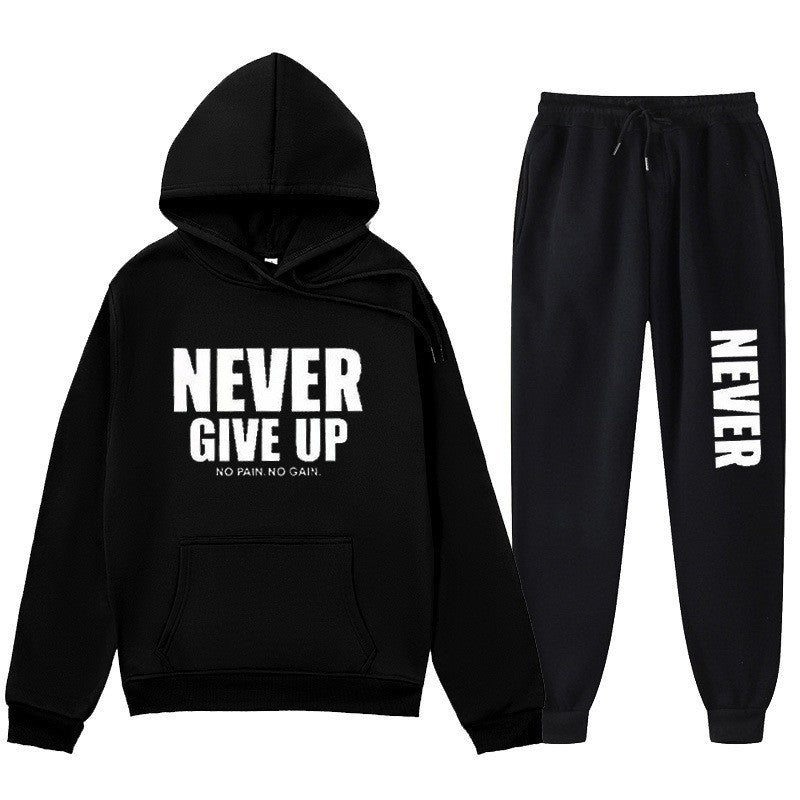 Women's training pullover and jogging pants in motif set with motivating print Lisslune