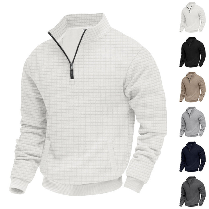 Men's quilted pullover with short zipper and textured design Lisslune
