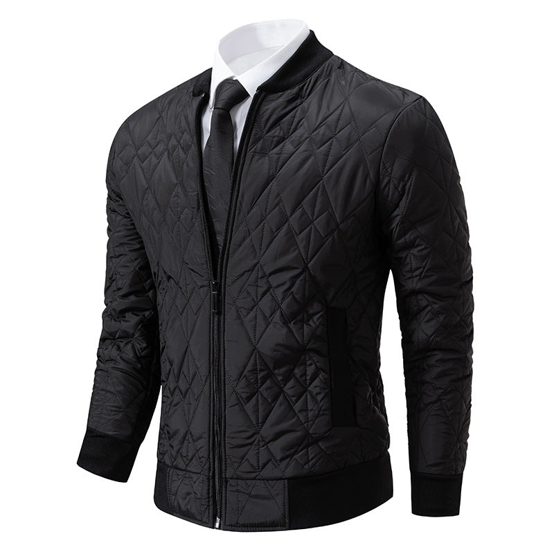 Men's quilted leisure jacket with fashionable design and high collar Lisslune