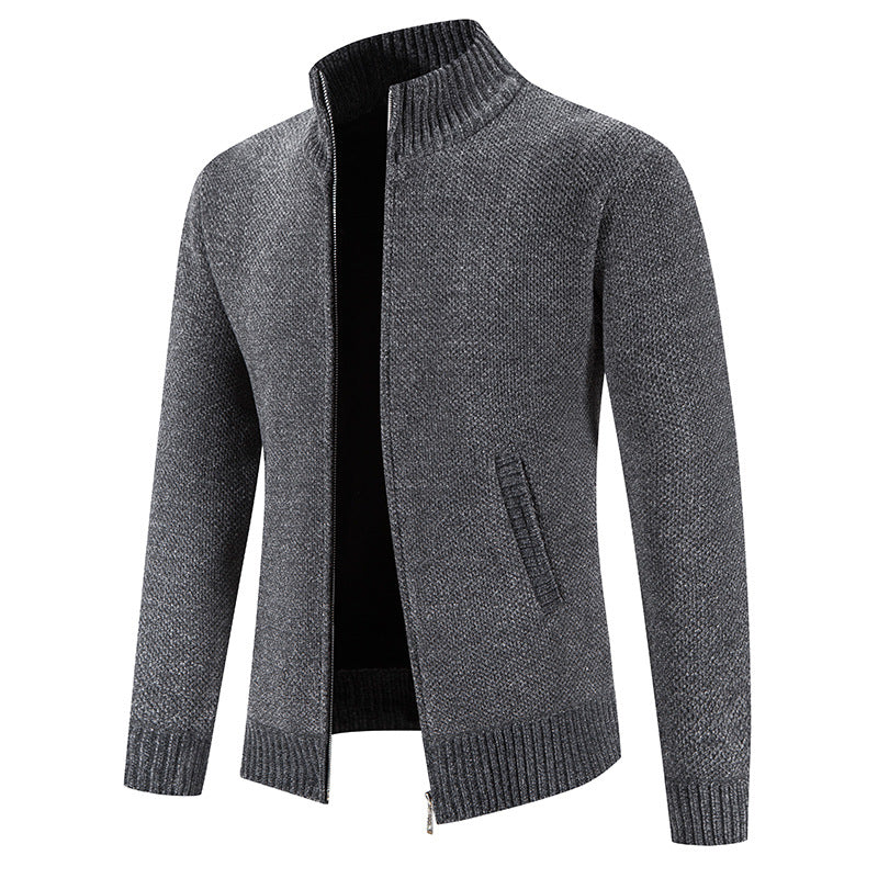 Men's fashionable cardigan with high collar and zipper Lisslune