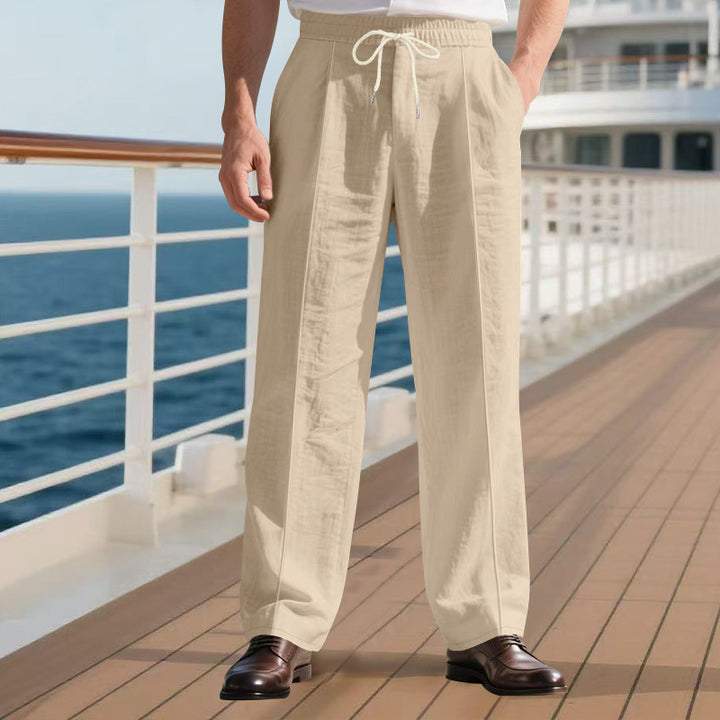 Men's Airy Leisure Pants with Adjustable Drawstring and Easy-Care Surface Lisslune