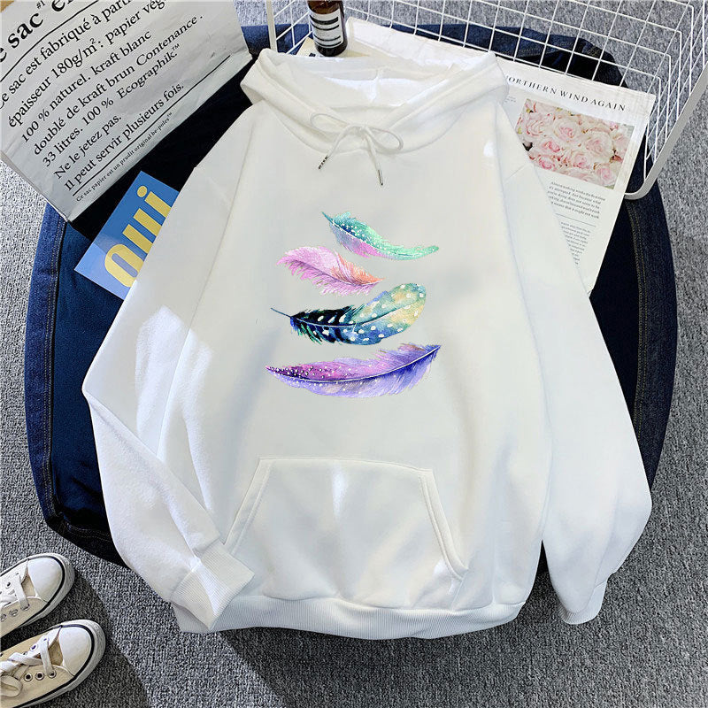 Women's hoodie with artistic feather motif Lisslune