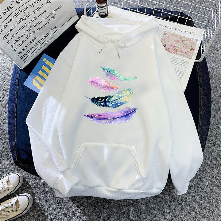 Women's hoodie with artistic feather motif Lisslune