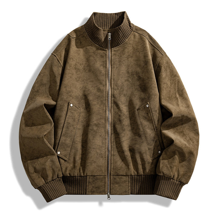 Men's stylish bomber jacket with unique texture Lisslune
