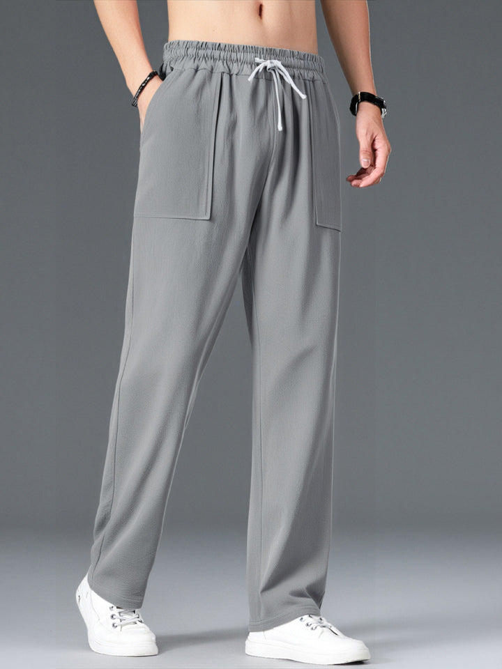 Men's Comfortable Leisure Pants with Elastic Waistband and Side Pockets Lisslune