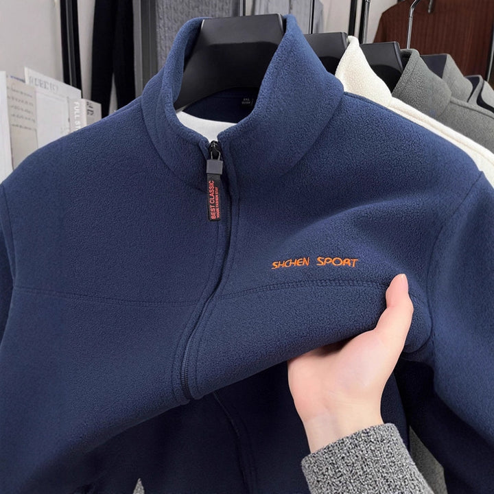 Men's fleece jacket with high collar and full zip Lisslune