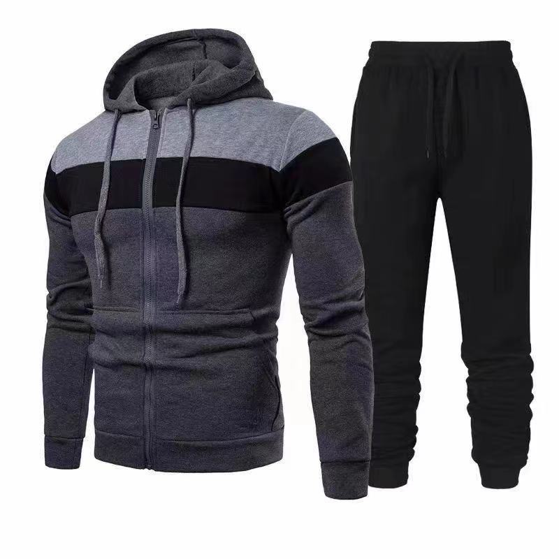 Men's Sporty Hoodie Set with Functional Zipper and Elastic Waistband Lisslune