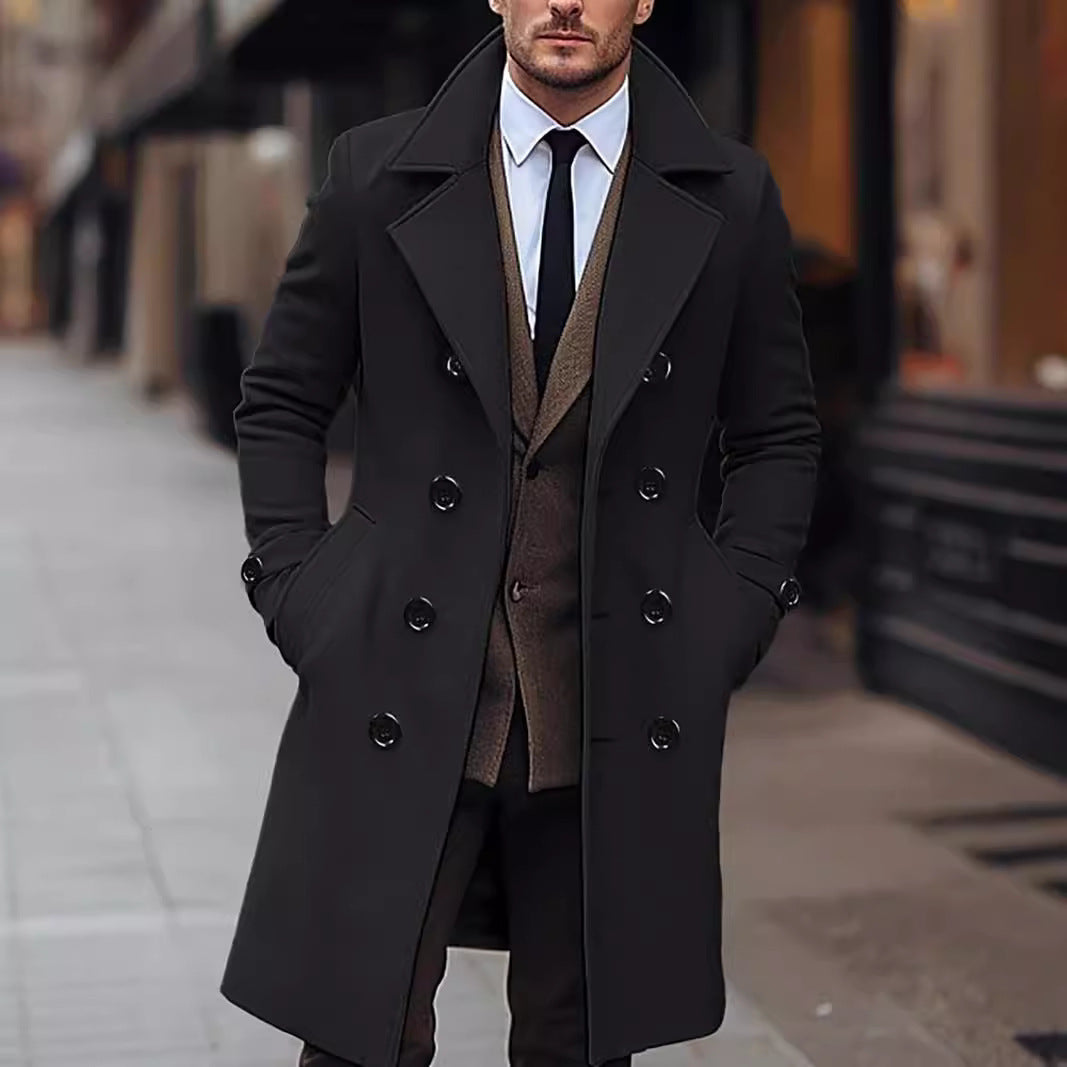 Men's double-breasted wool coat with classic cut and elegant details Lisslune