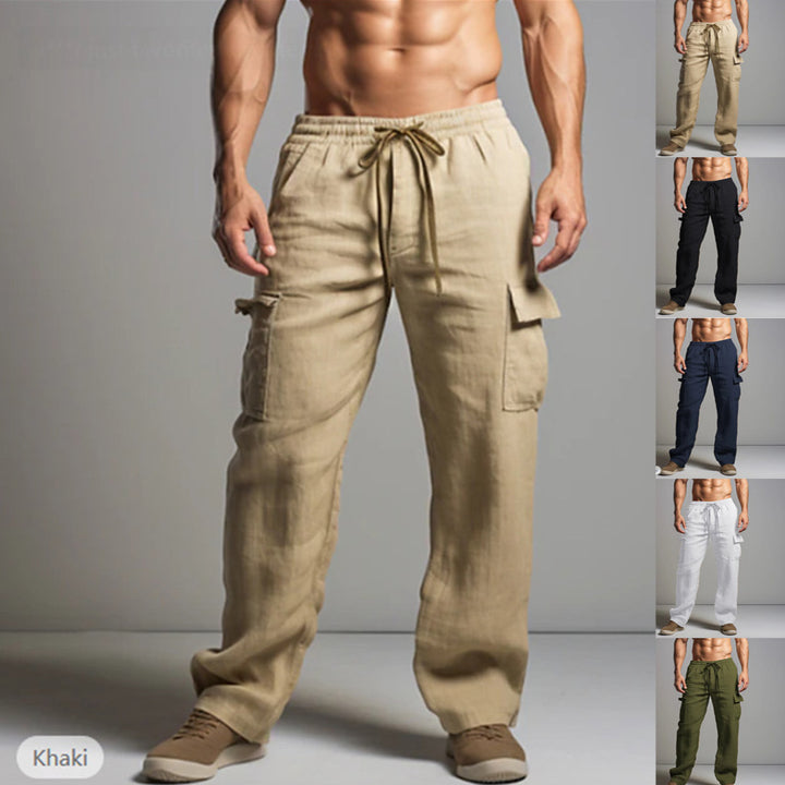 Men's Casual Cargo Pants with Elastic Waistband and Practical Side Pockets Lisslune