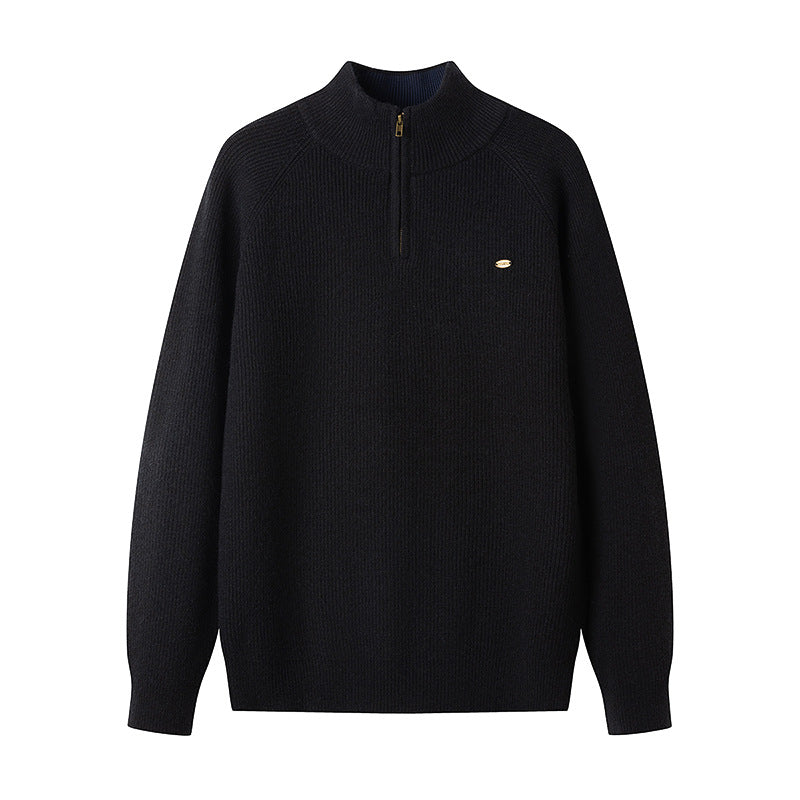 Men's Elegant Pullover with Stand-Up Collar and Zipper Lisslune