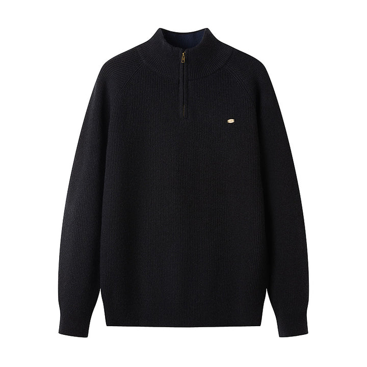 Men's Elegant Pullover with Stand-Up Collar and Zipper Lisslune