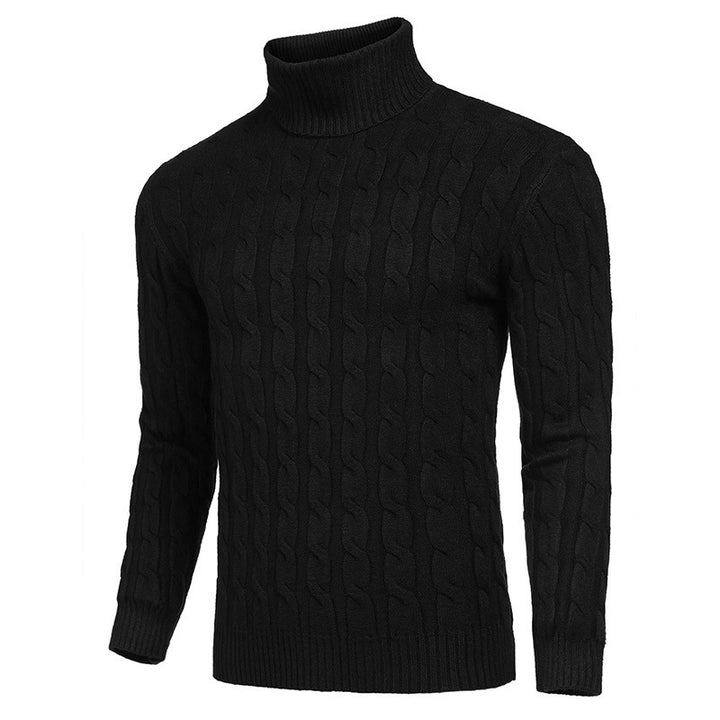 Men's fashionable turtleneck sweater with cable pattern Lisslune