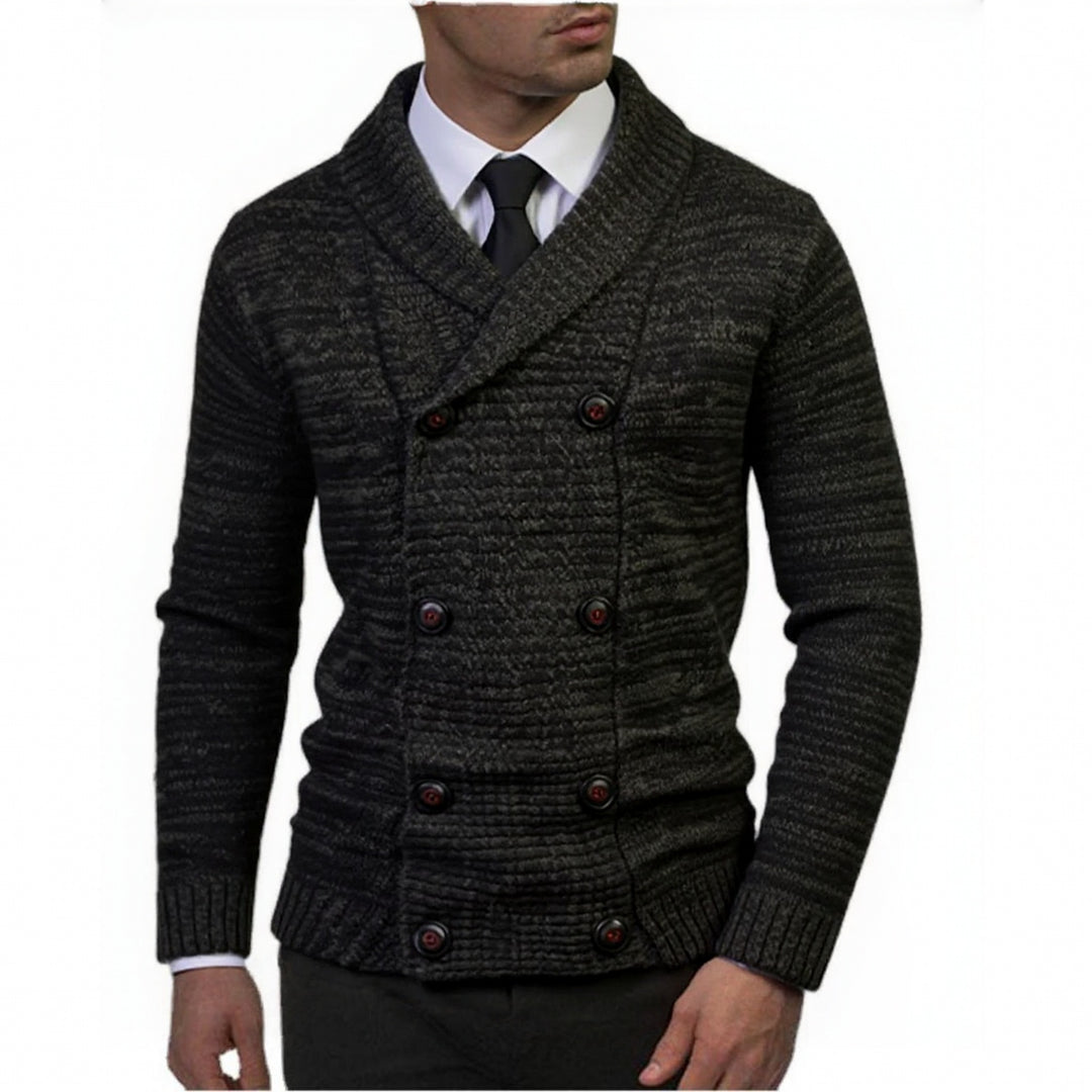 Men's stylish knitted sweater with double button closure and textured design Lisslune