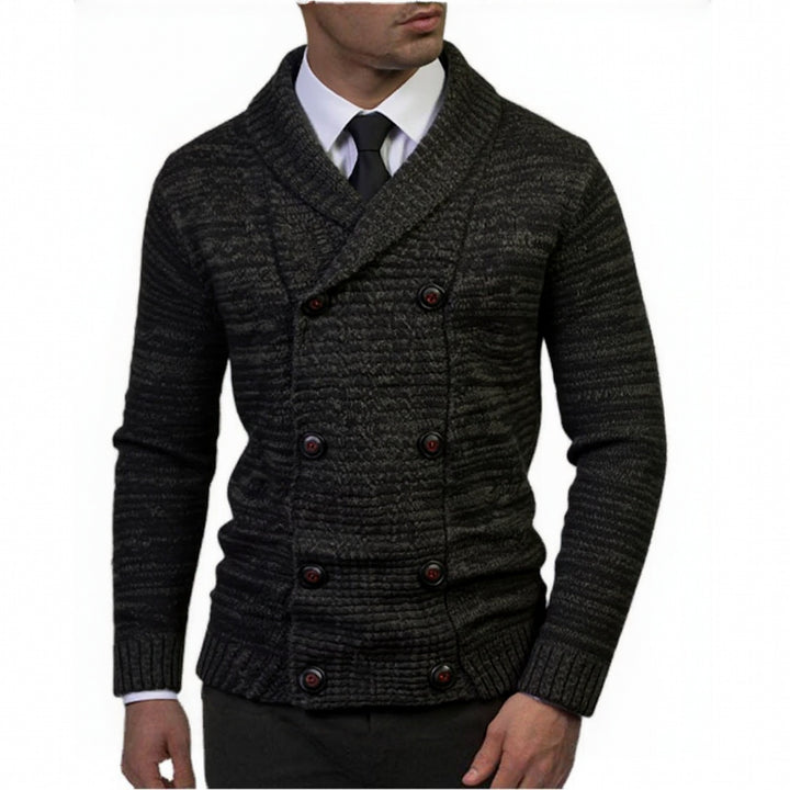 Men's stylish knitted sweater with double button closure and textured design Lisslune