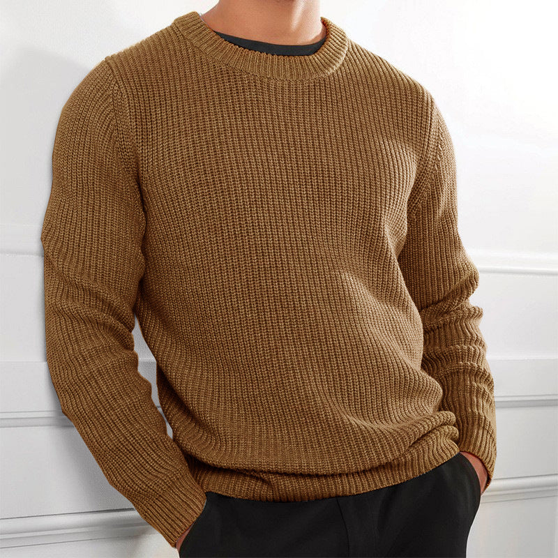 Men's knitted sweater with textured design and round neck Lisslune