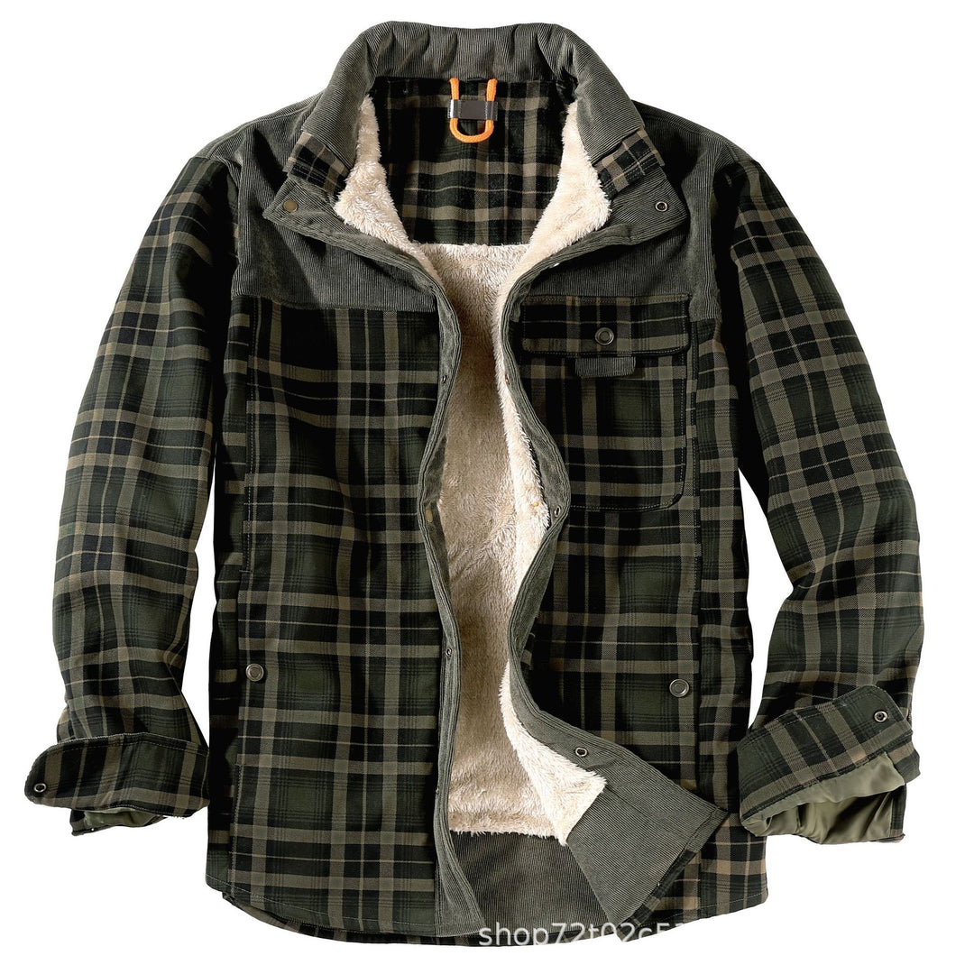 Men's padded check shirt jacket in a casual style with practical pockets Lisslune