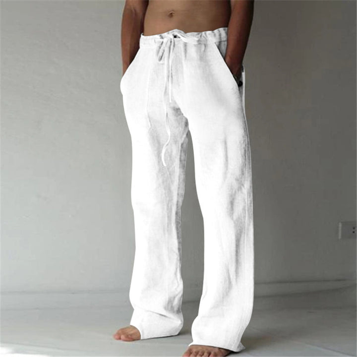 Men's casual linen pants with elastic waistband and practical side pockets Lisslune