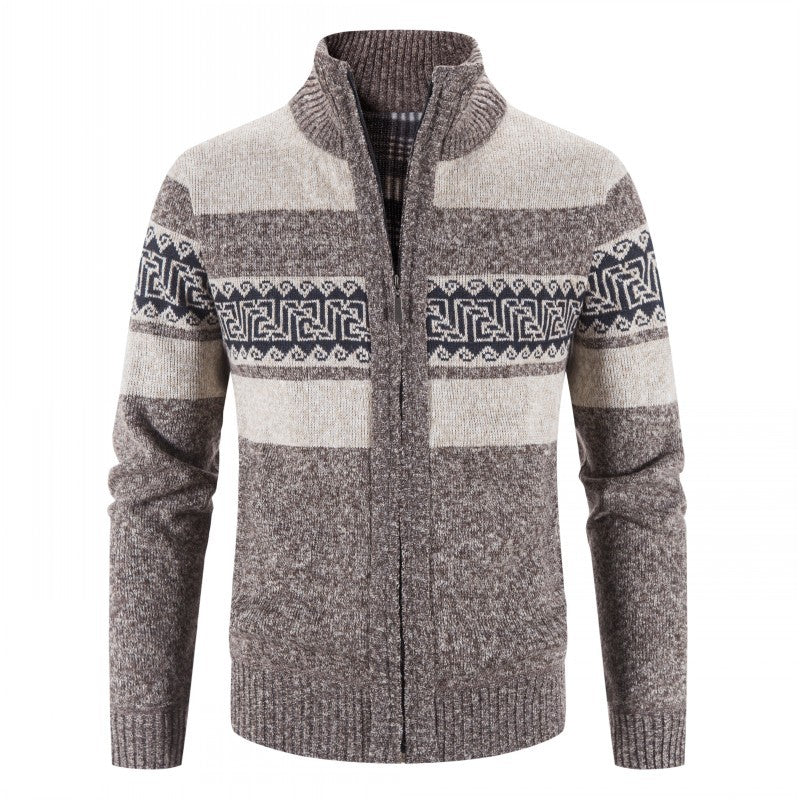 Men's cardigan with high collar and attractive patterns Lisslune