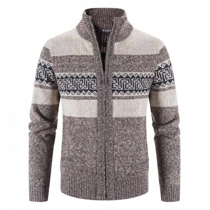 Men's cardigan with high collar and attractive patterns Lisslune