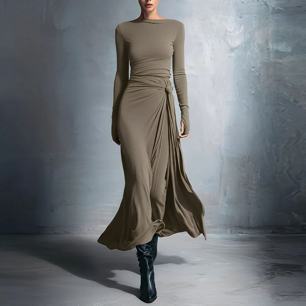 Women's elegant evening dress with long sleeves and wrap design Lisslune