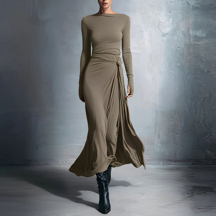 Women's elegant evening dress with long sleeves and wrap design Lisslune