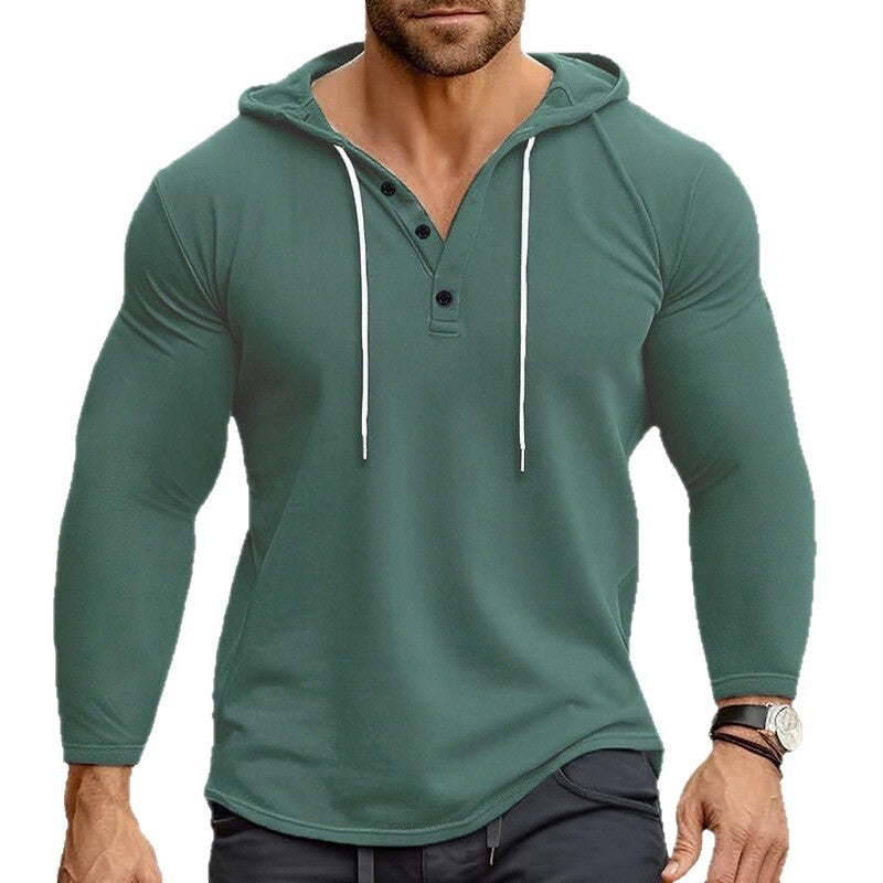 Men's hoodie with buttonable collar and drawstring Lisslune