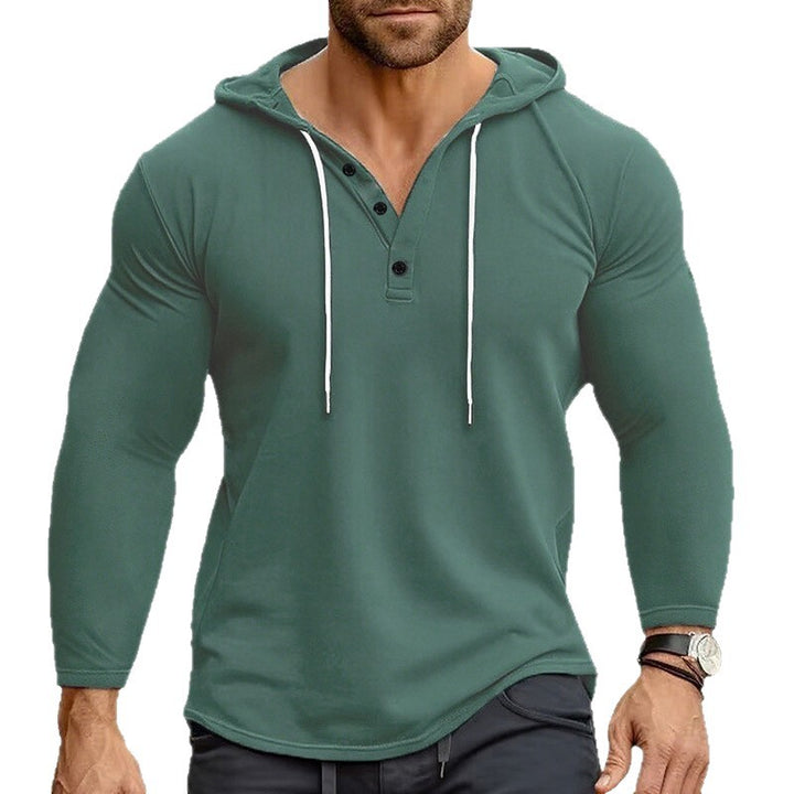 Men's hoodie with buttonable collar and drawstring Lisslune