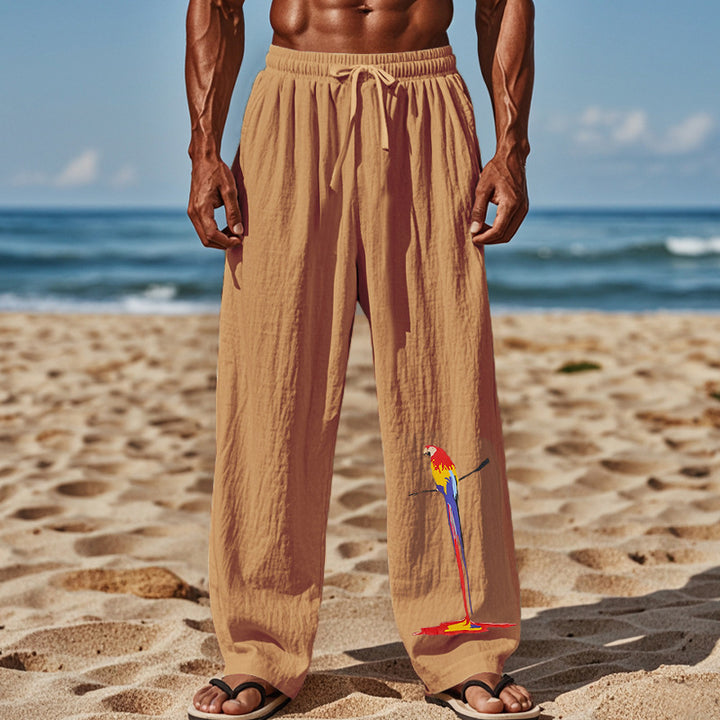 Men's Lightweight Beach Sandal Pants with Elastic Waistband and Colorful Print Lisslune