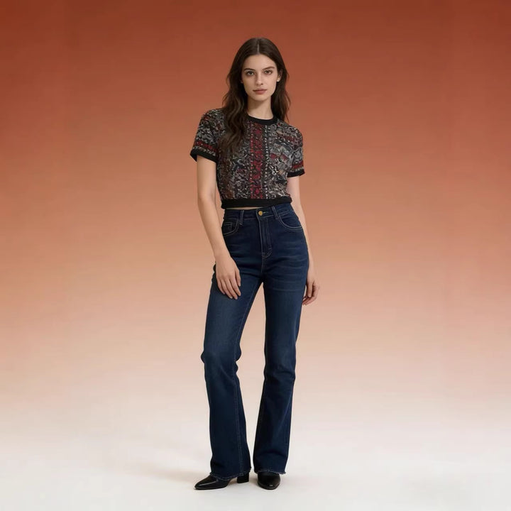 Women's high-waisted bootcut jeans in elegant design Lisslune