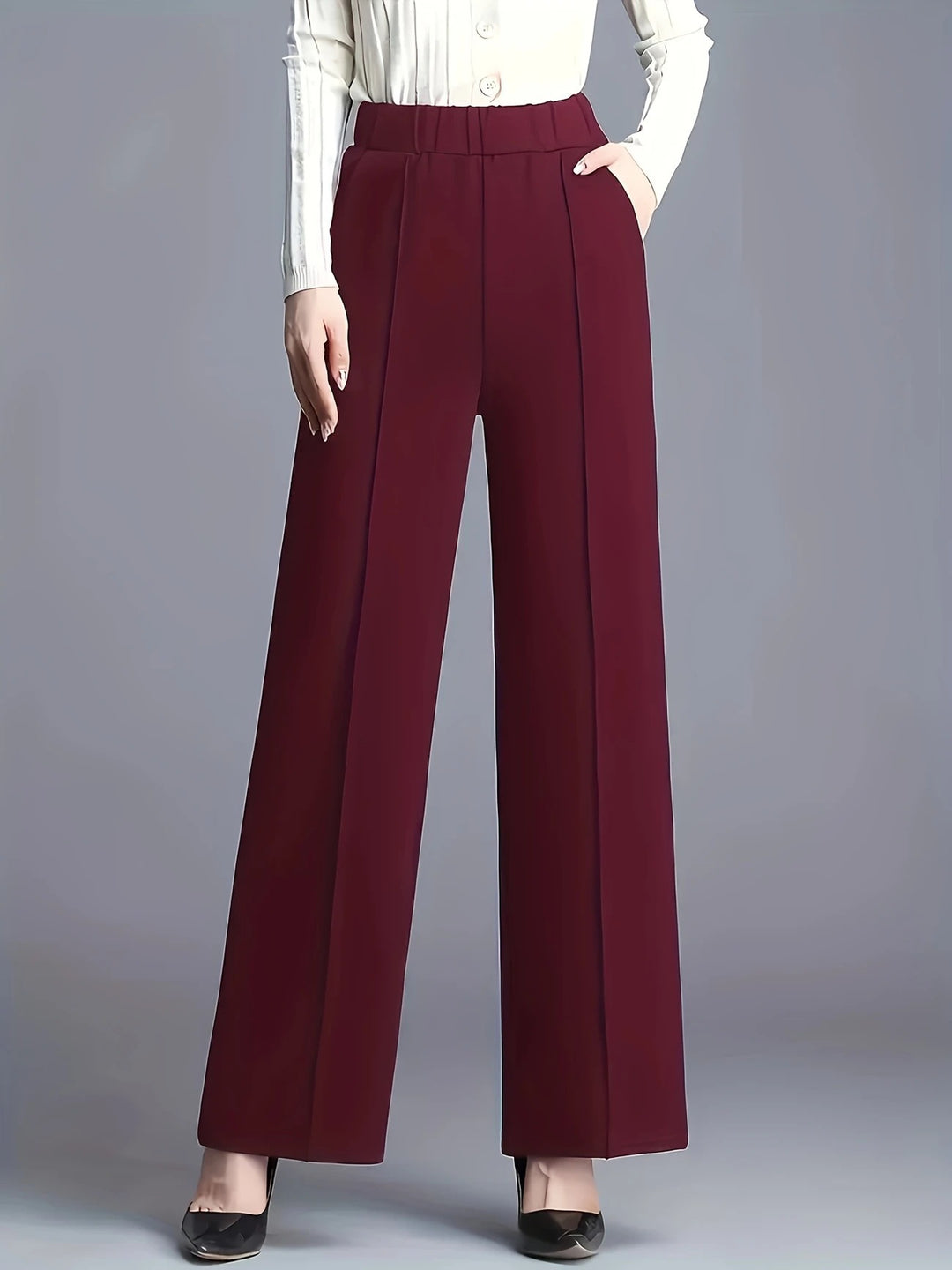 Women's Wide High-Waisted Trousers with Elegant Pleats Lisslune