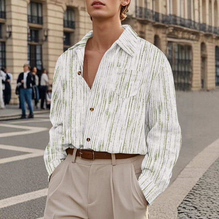 Men's Long Sleeve Shirt with Textured Design Lisslune