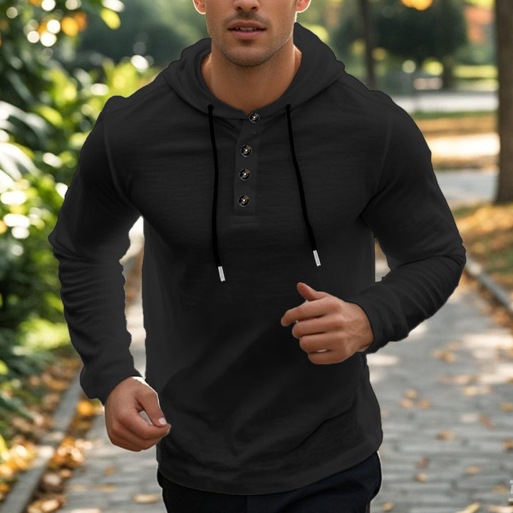 Men's hooded sweater with two-button closure and sporty cut Lisslune