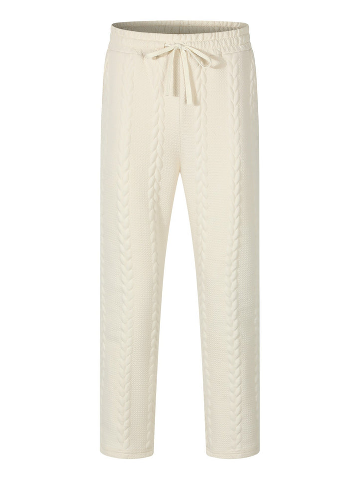 Men's Casual Stretch Pants with Drawstring and Textured Design Lisslune