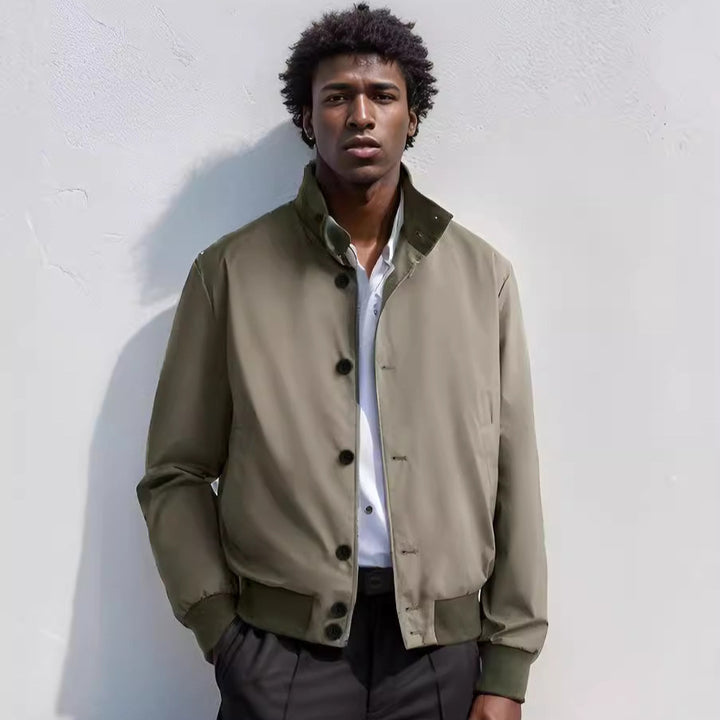 Men's Casual Bomber Jacket with High Collar and Practical Pockets Lisslune