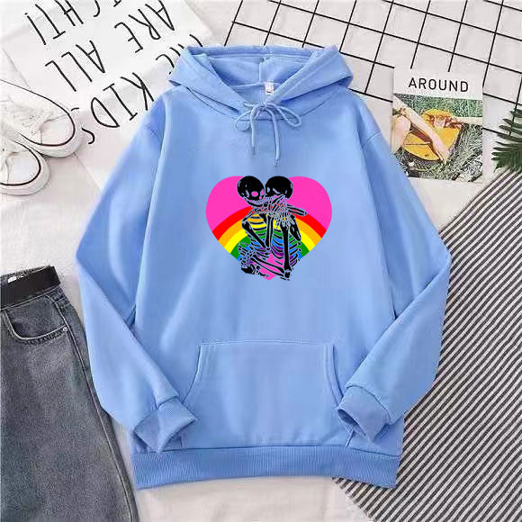 Ladies hoodie with colorful love motif Lisslune