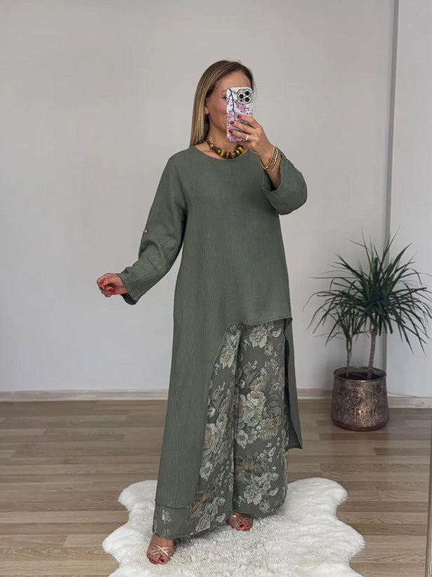 Women's Casual Long Sleeve Shirt with Asymmetrical Hem Lisslune