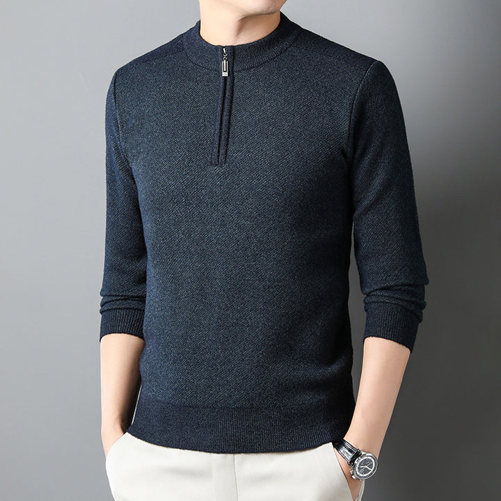 Men's sweater with half zipper and textured design Lisslune
