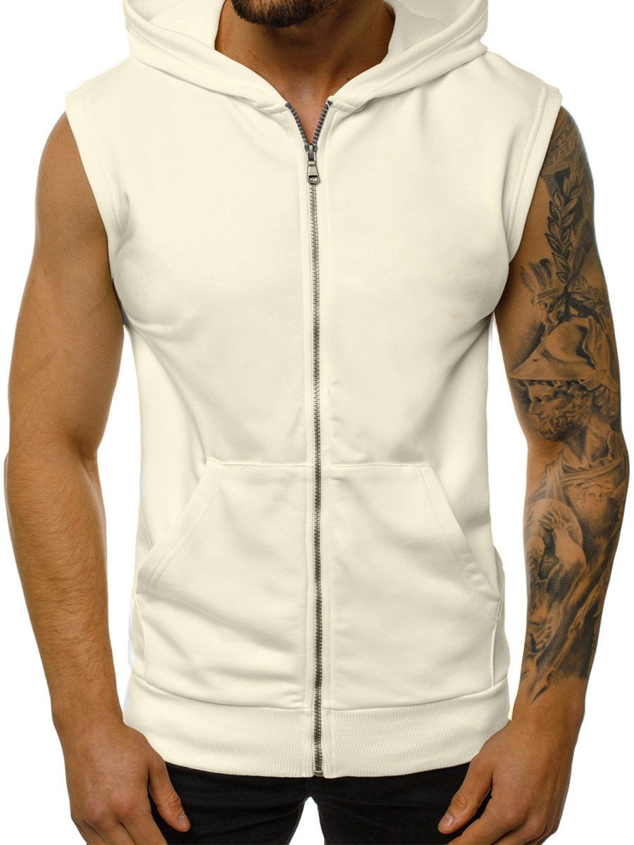 Men's sleeveless hoodie with full zip and practical pockets Lisslune