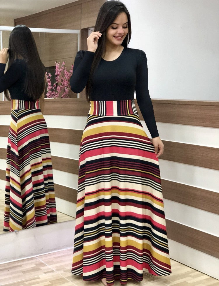 Damen Elegantes Maxikleid mit grafischem Druck und flexiblem Bund Lisslune