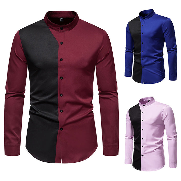 Men's long-sleeve shirt with modern color block design Lisslune