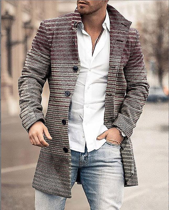 Men's wool coat in modern check design with tailored fit Lisslune