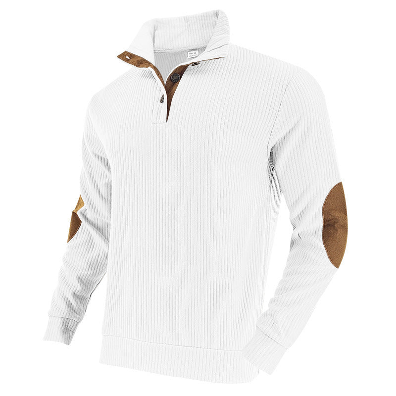 Men's casual knitted sweater with collar and fashionable elbow patches Lisslune