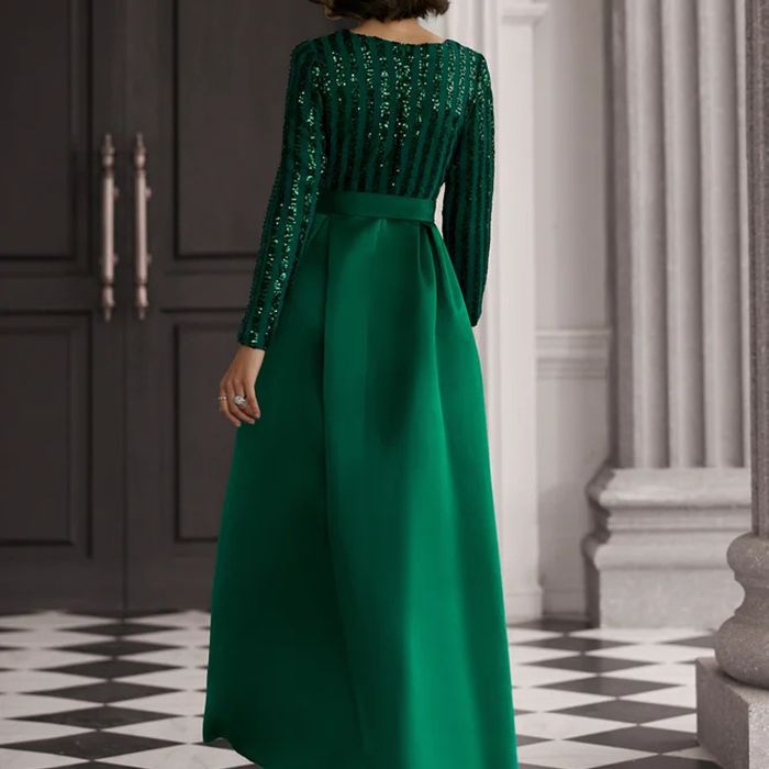 Women's Glamorous Maxi Dress with Sequin Accents and Shimmering Skirt Lisslune